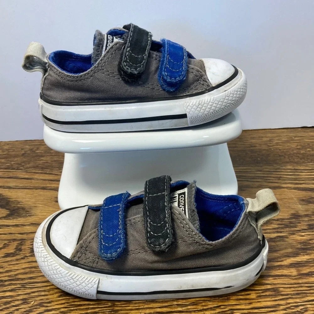 Converse Chuck Taylor All Star Infant Size 4 Gray Blue Double Strap 750037F